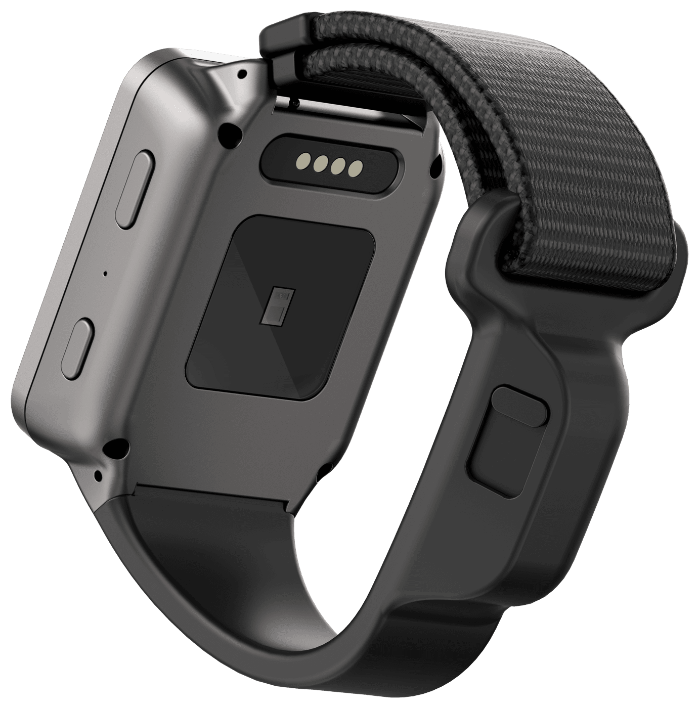 InHand-Watch back view — charging contacts and sensor window